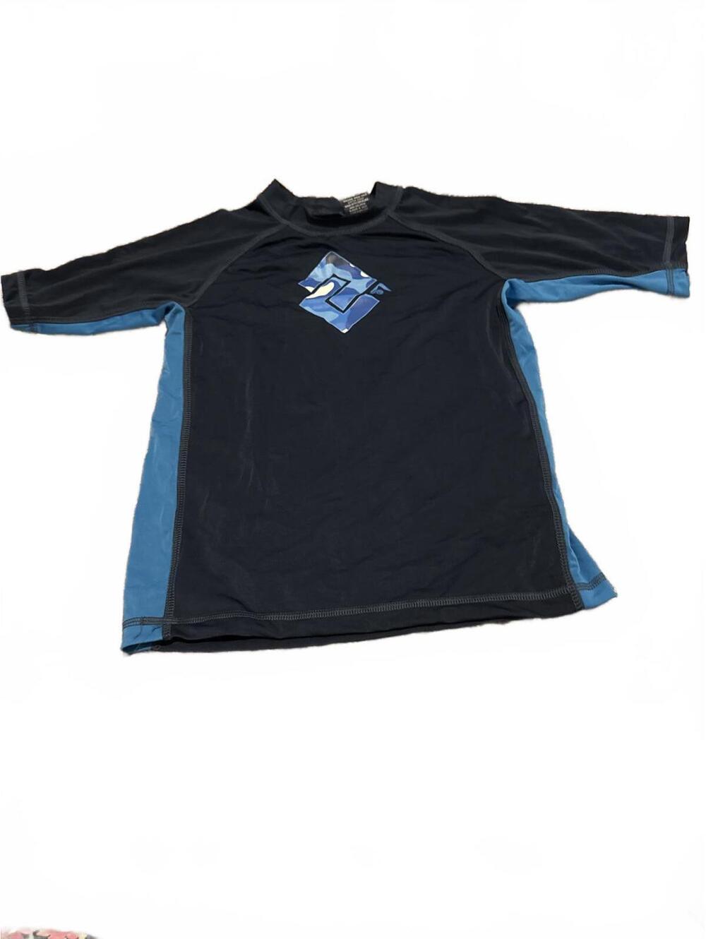 Kanu Surf Boys Black Blue Rash Guard Shirt Large - Swimwear Activewear